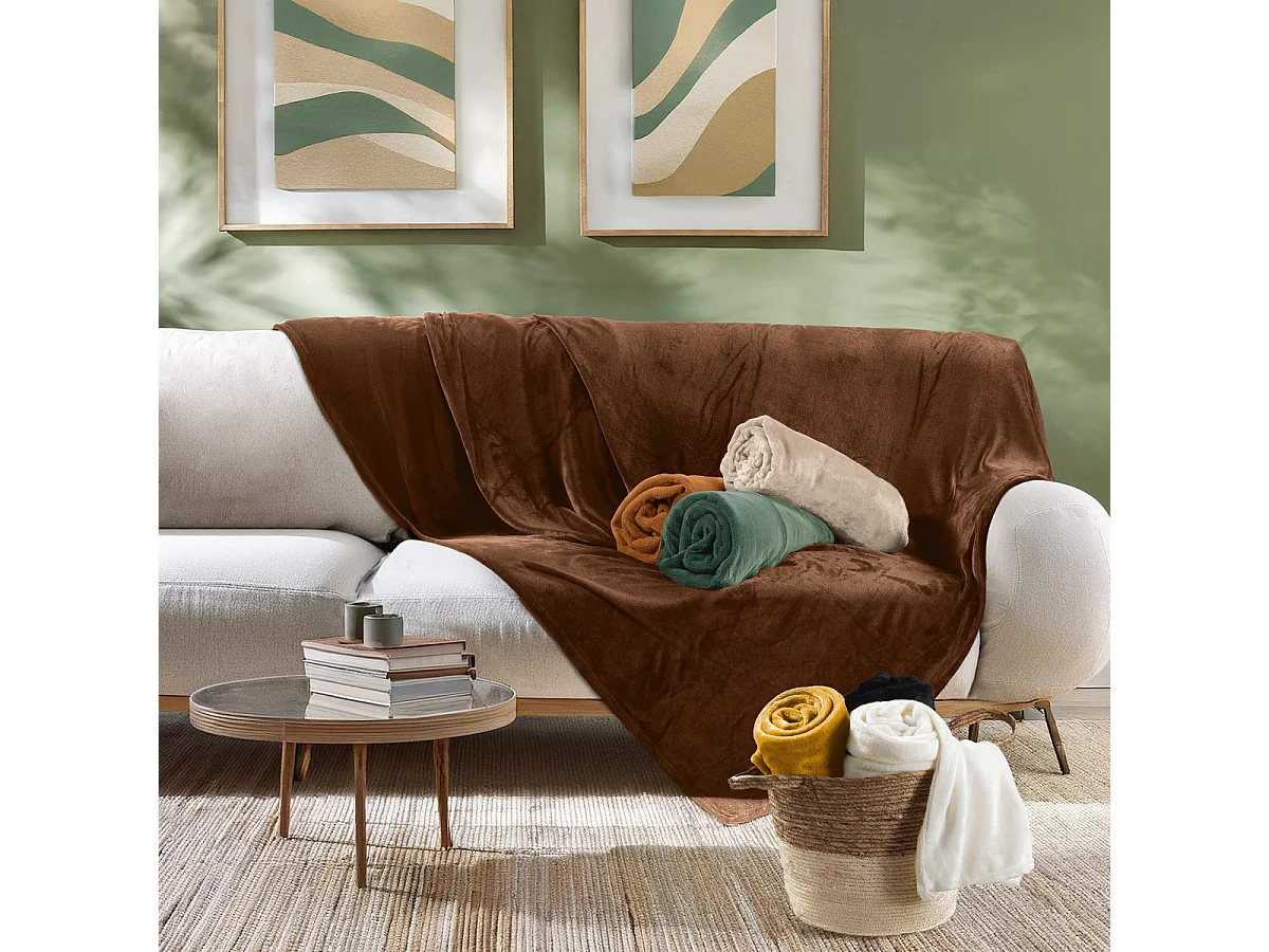 Plaid Uni en Flanelle "Flanou" 125x150cm Choco