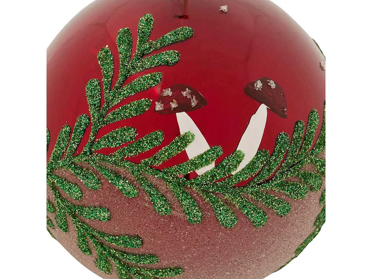 Boule de Noël en Verre "Branches" 9cm Rouge