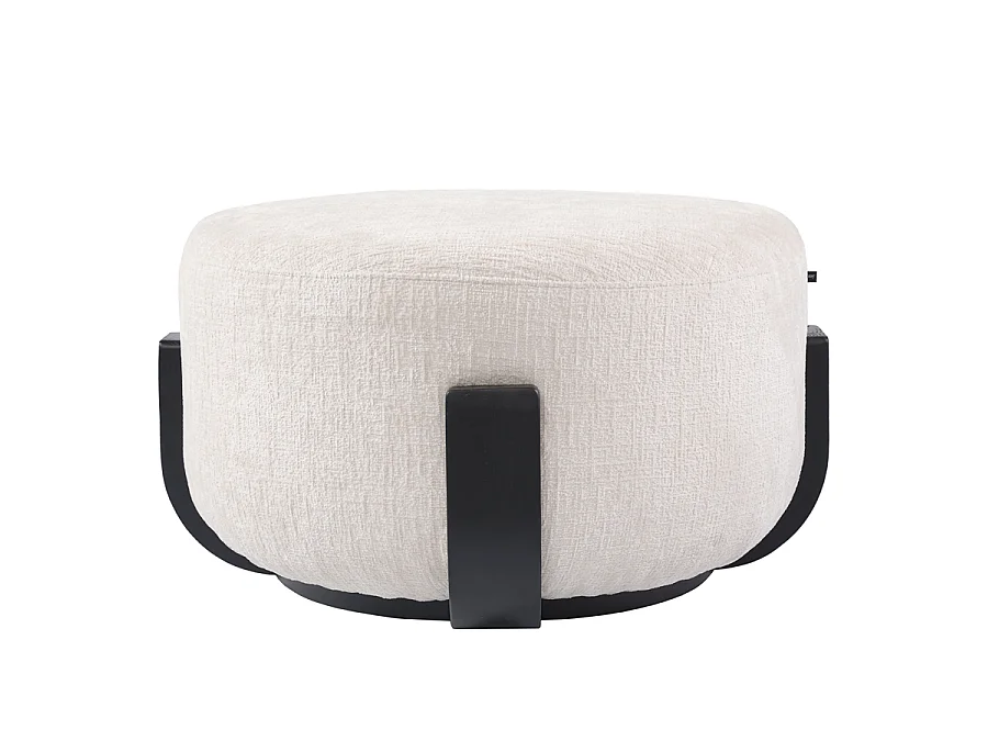 Pax Footstool, Light Taupe - Solid Ash Frame, Chenille Upholstery, Pre-Assembled
