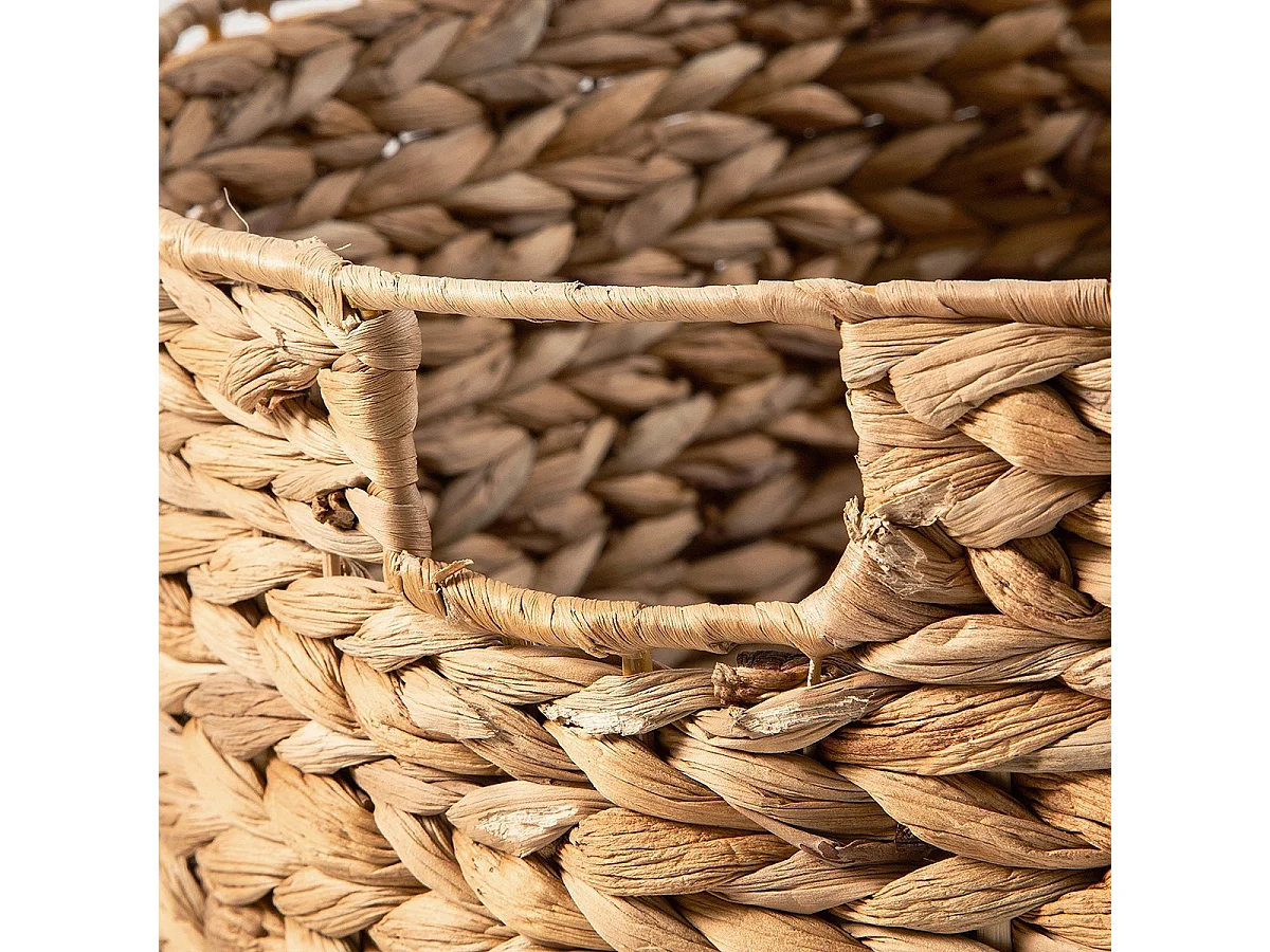 Half-moon water hyacinth laundry basket with lid, 45 cm long - NILA