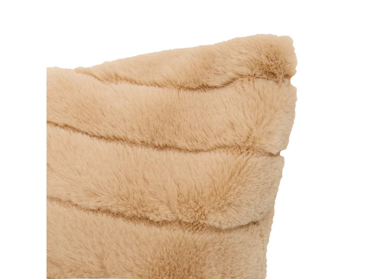 Coussin Imitation Fourrure "Arka" 50x80cm Beige Lin