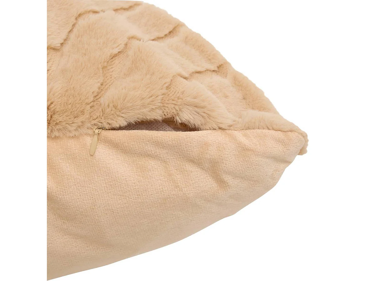 Coussin Imitation Fourrure "Arka" 50x80cm Beige Lin