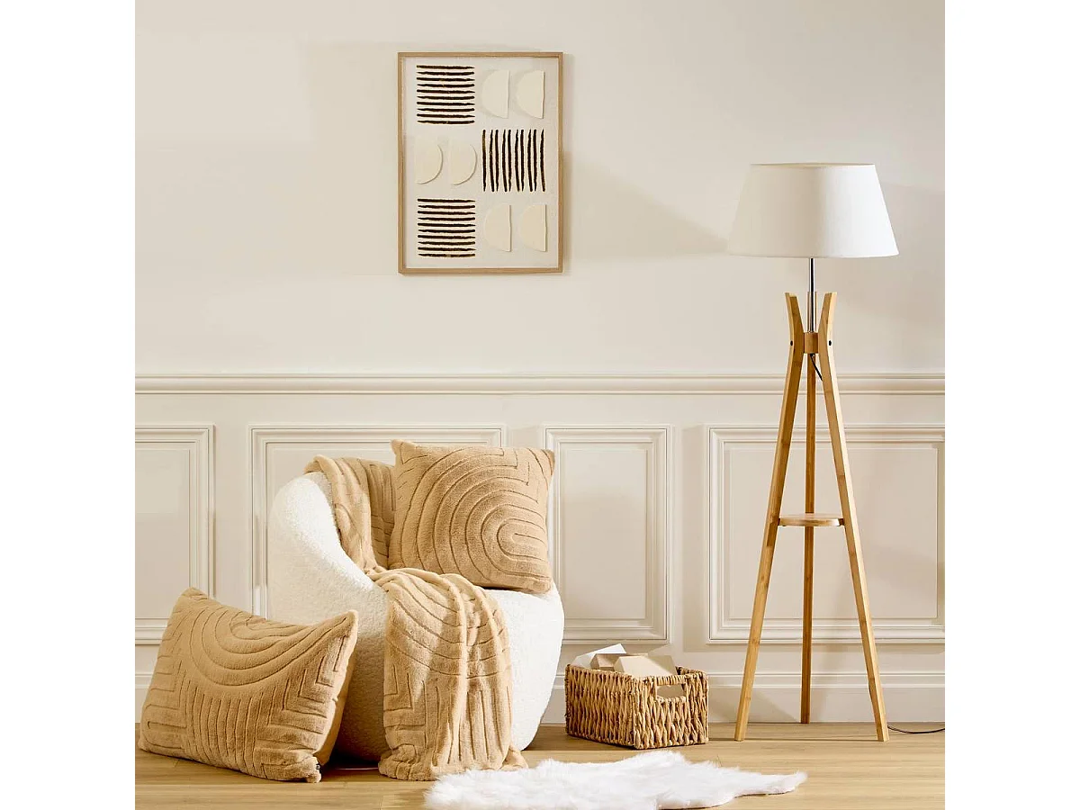 Coussin Imitation Fourrure "Arka" 50x80cm Beige Lin