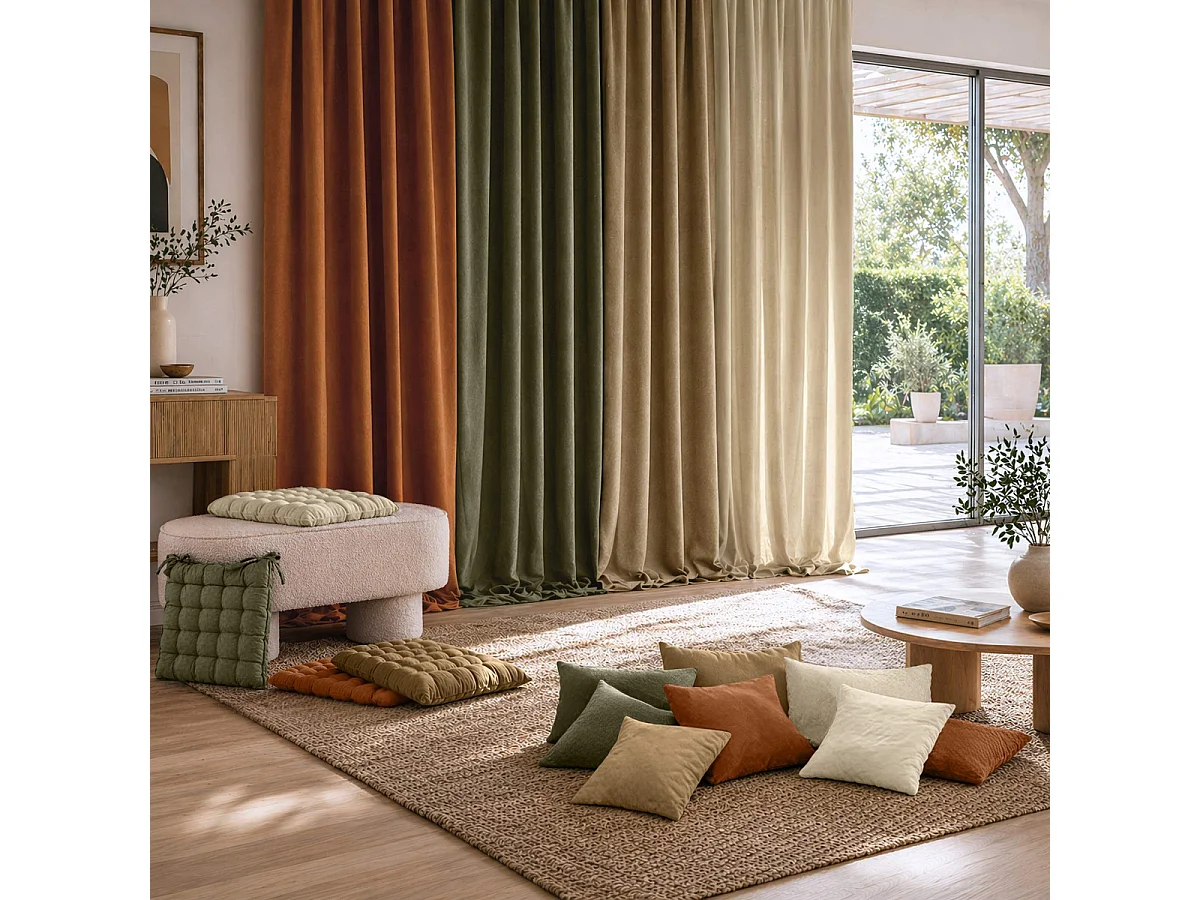 Galette de Chaise Velours Chenille "Cosi" 38x38cm Kaki