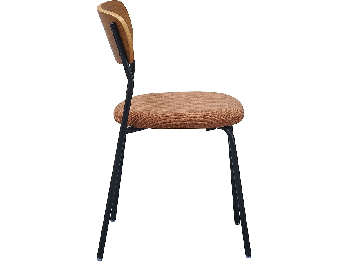 Lot de 2 chaises en bois et velours côtelé terracotta - Leya