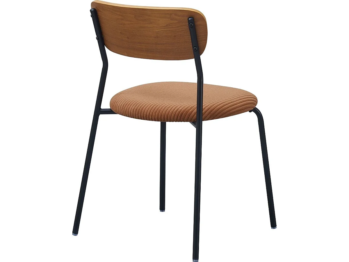 Lot de 2 chaises en bois et velours côtelé terracotta - Leya