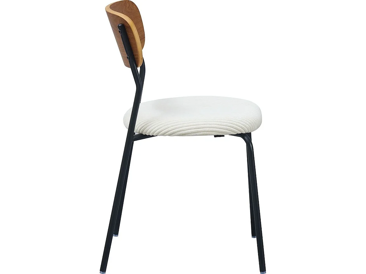 Lot de 2 chaises en bois et velours côtelé beige - Leya