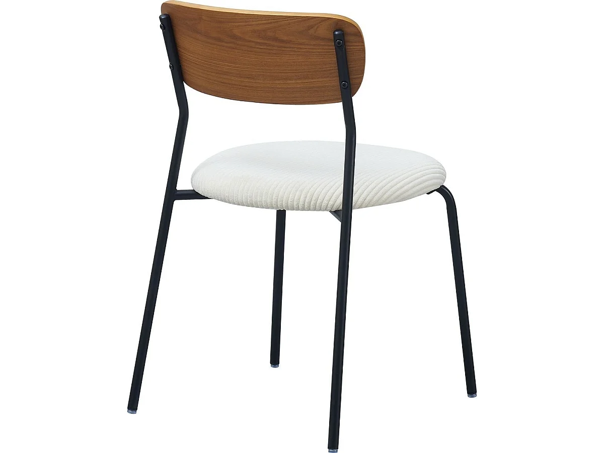 Lot de 2 chaises en bois et velours côtelé beige - Leya