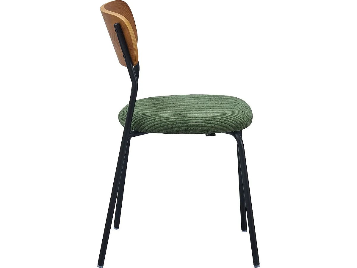 Lot de 2 chaises en bois et velours côtelé vert kaki - Leya