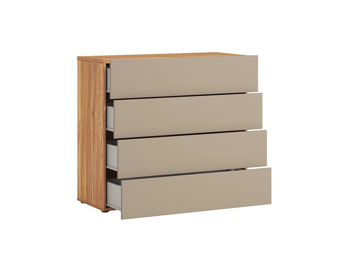 Kommode mit 4 Schubladen „Iséa“ in Taupe und Holz