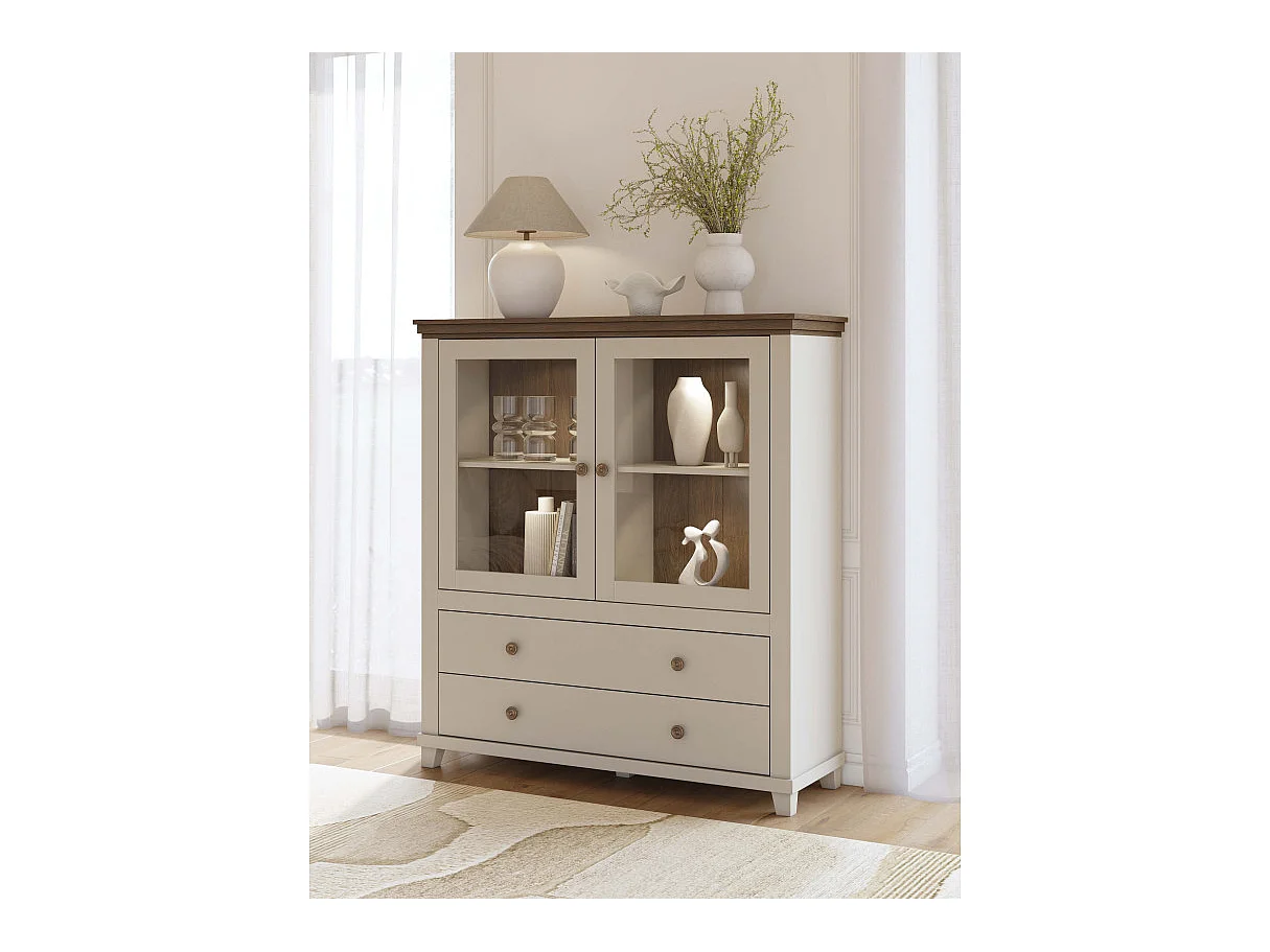 Buffet VOLTERRA avec 2 portes et 2 tiroirs - Blanc