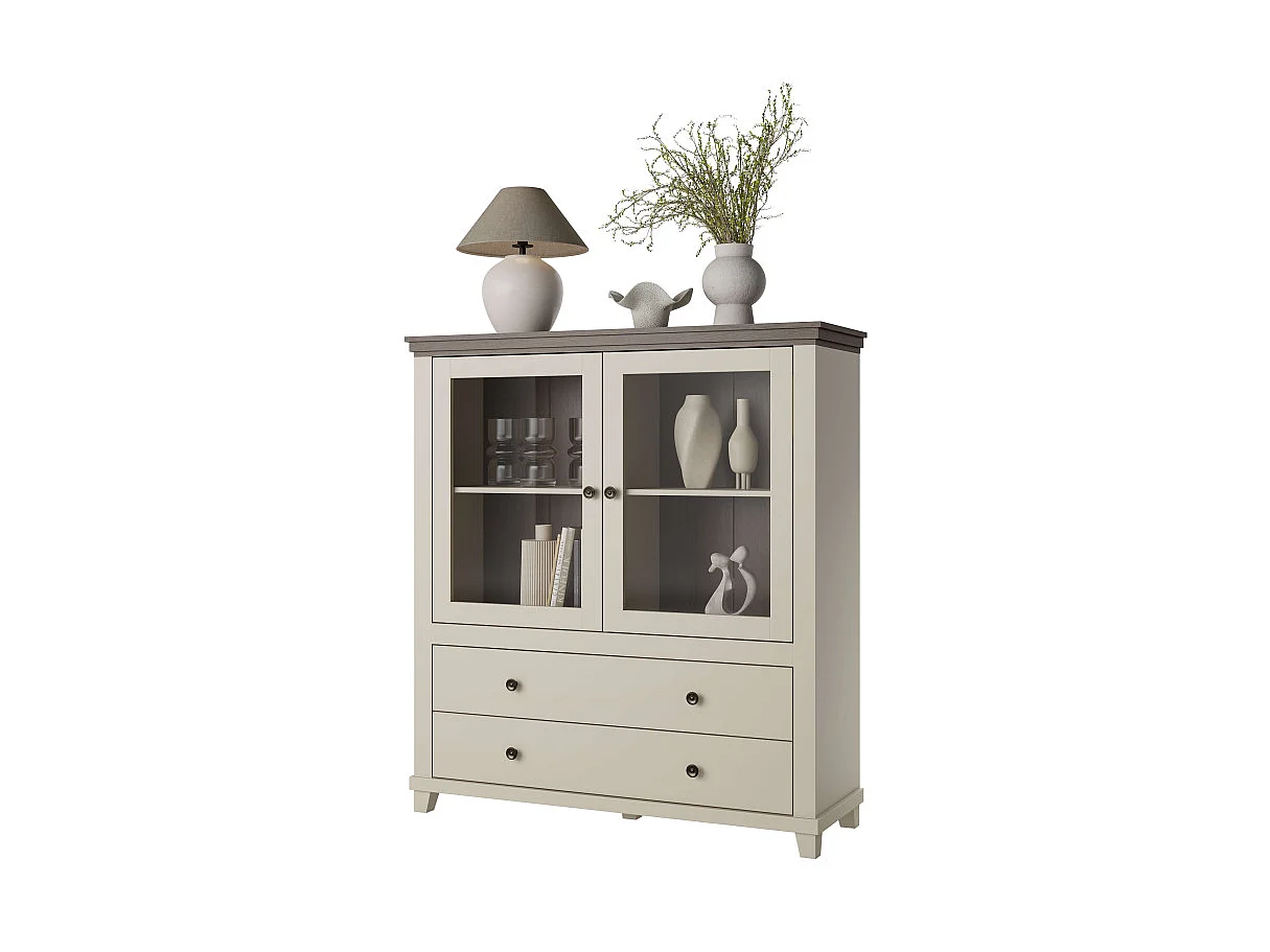 Buffet VOLTERRA avec 2 portes et 2 tiroirs - Blanc