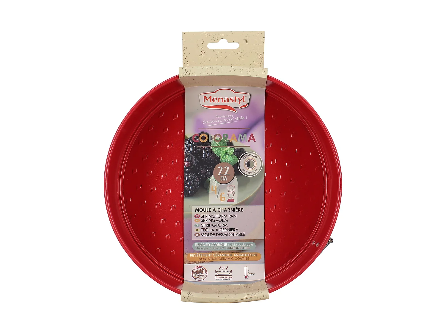 Menastyl - Moule à Charnière Colorama 22cm En Acier Carbone Magenta