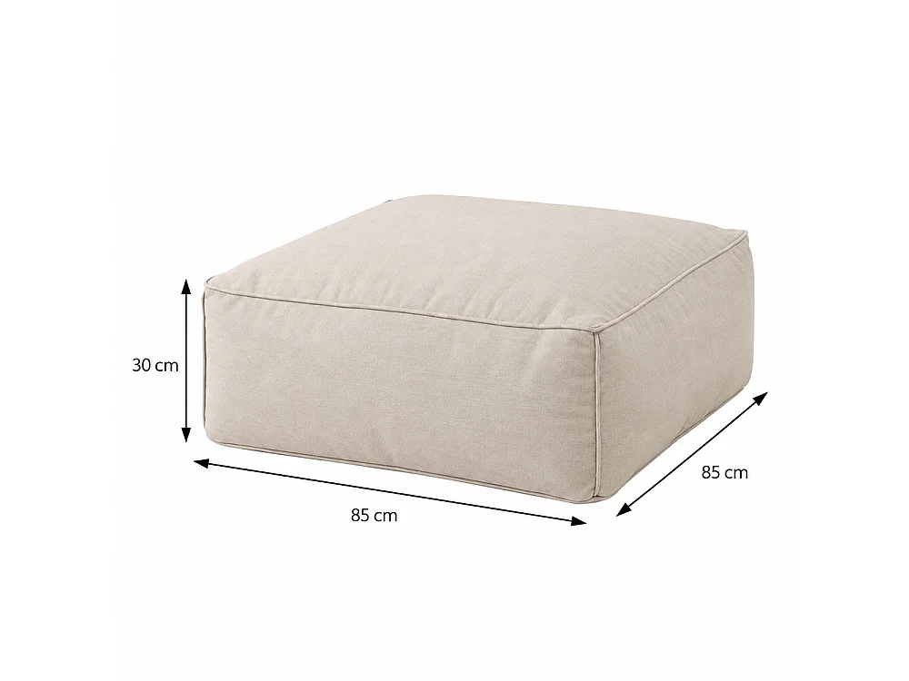Pouf d’extérieur beige tissu déperlant – 85x85x30 cm PRAIANO