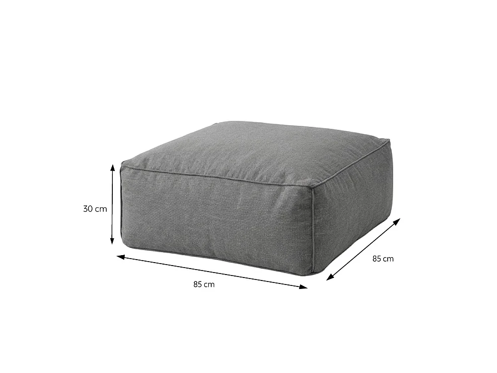 Pouf d’extérieur gris tissu déperlant – 85x85x30 cm PRAIANO