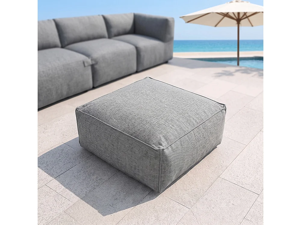 Pouf d’extérieur gris tissu déperlant – 85x85x30 cm PRAIANO