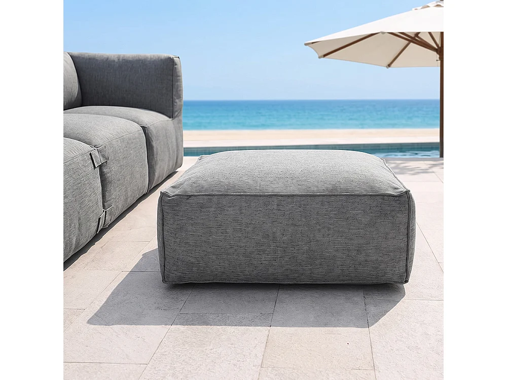 Pouf d’extérieur gris tissu déperlant – 85x85x30 cm PRAIANO