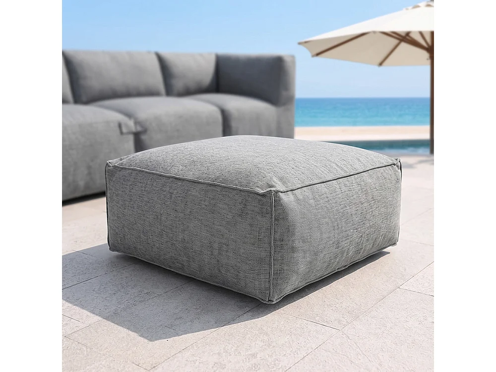 Pouf d’extérieur gris tissu déperlant – 85x85x30 cm PRAIANO