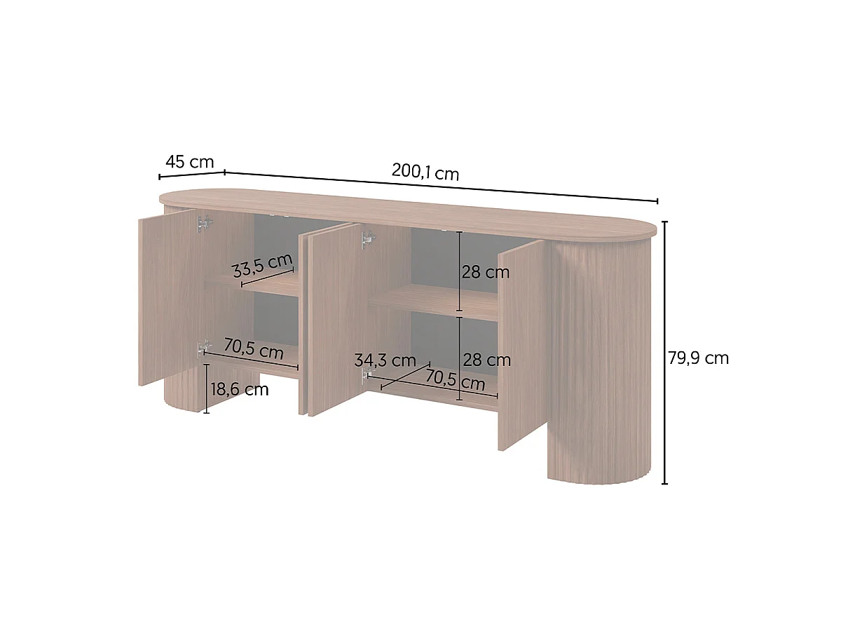 Buffet 4 portes Canopée Bois foncé