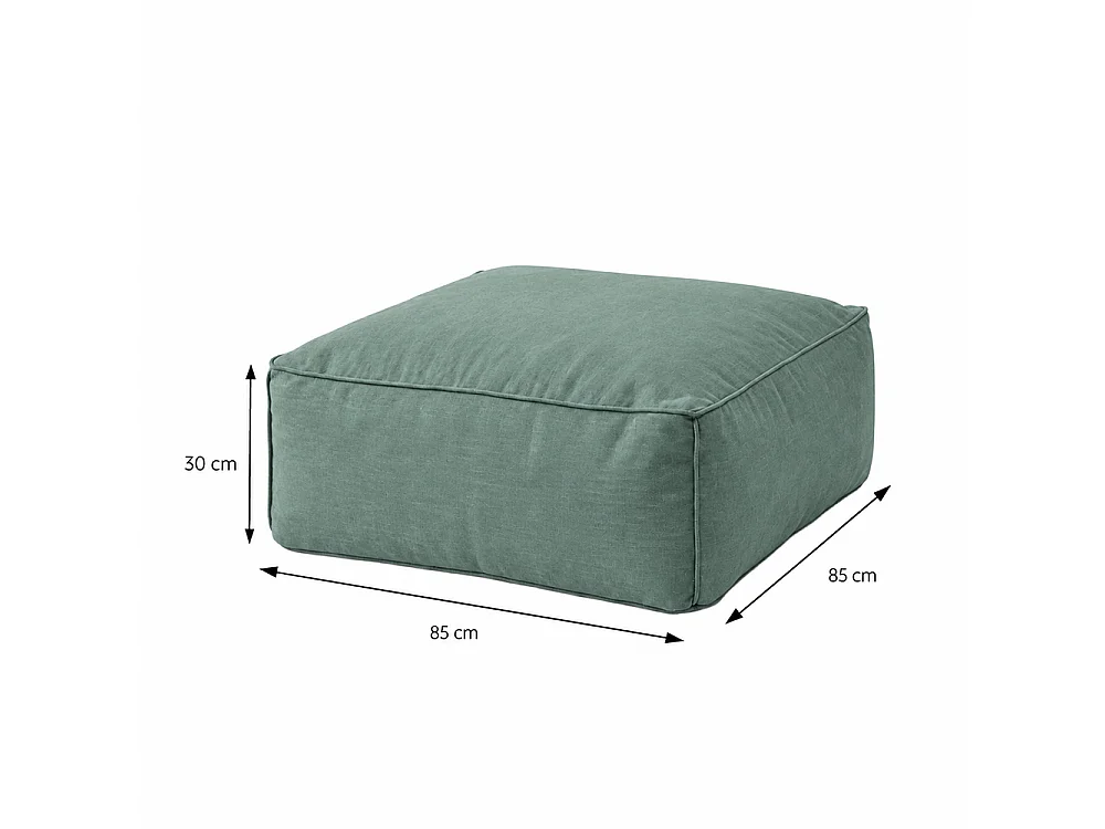 Pouf d’extérieur vert tissu déperlant – 85x85x30 cm PRAIANO