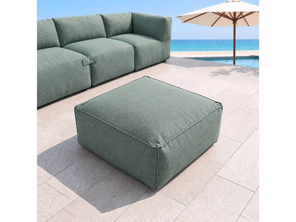 Pouf d’extérieur vert tissu déperlant – 85x85x30 cm PRAIANO