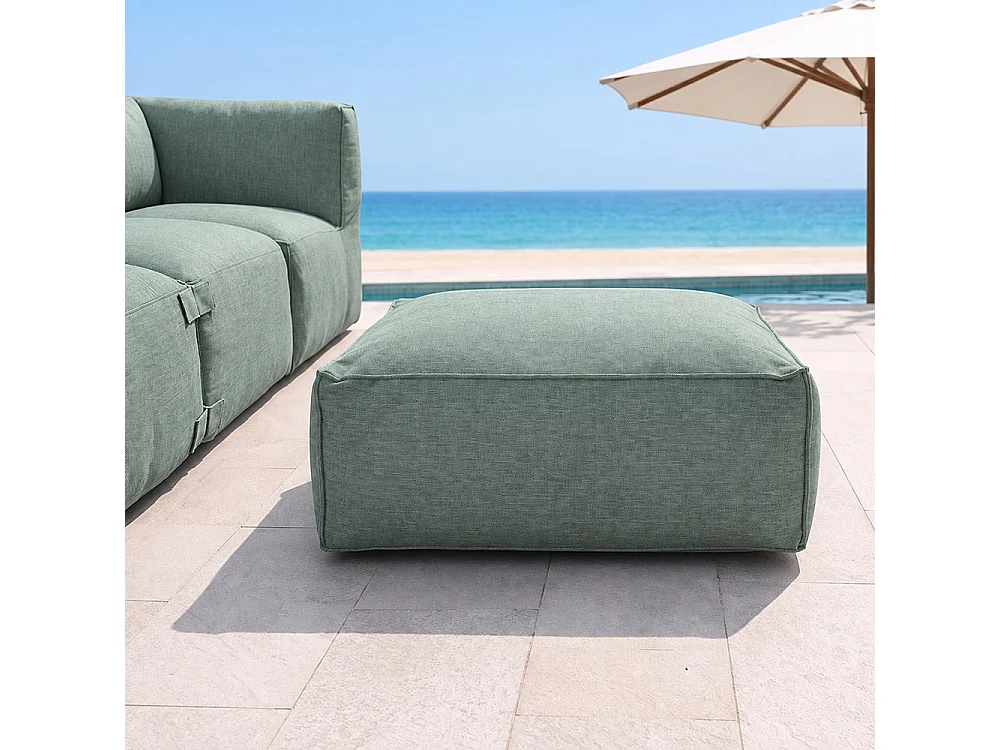 Pouf d’extérieur vert tissu déperlant – 85x85x30 cm PRAIANO