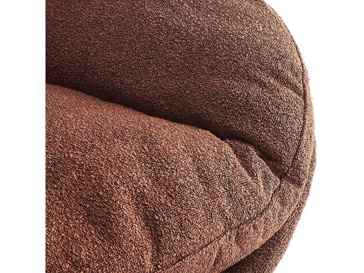 Fauteuil pivotant en tissu bouclé rouille et piètement chromé - Oli
