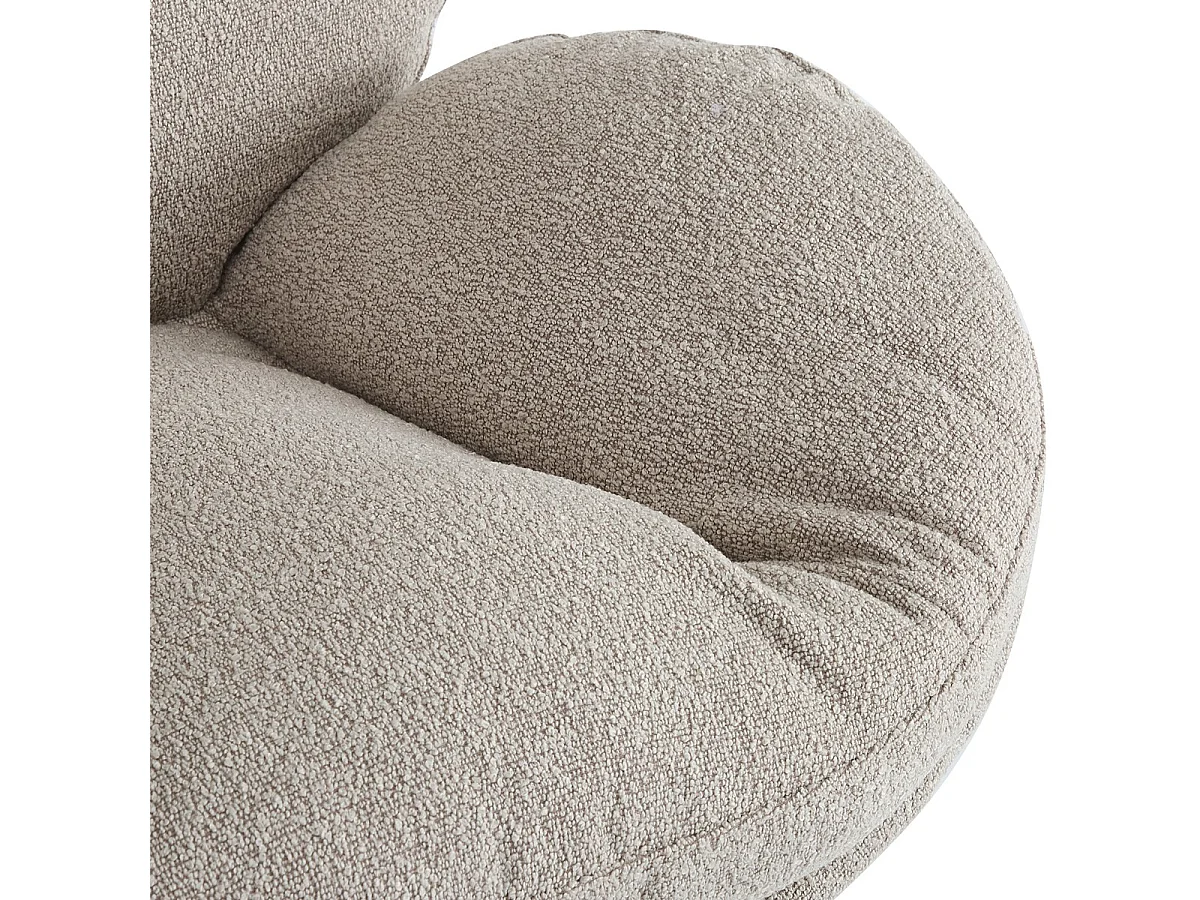 Fauteuil pivotant en tissu bouclé taupe et piètement chromé - Oli
