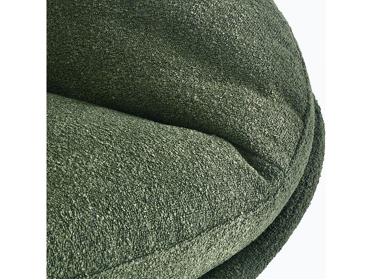Fauteuil pivotant en tissu bouclé vert kaki et piètement chromé - Oli
