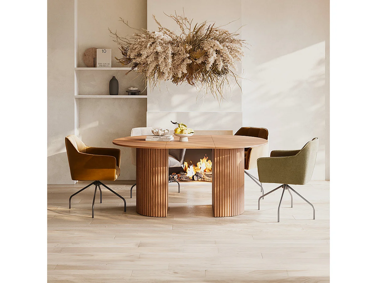 Table à manger extensible 4 à 8 places Canopée Bois foncé