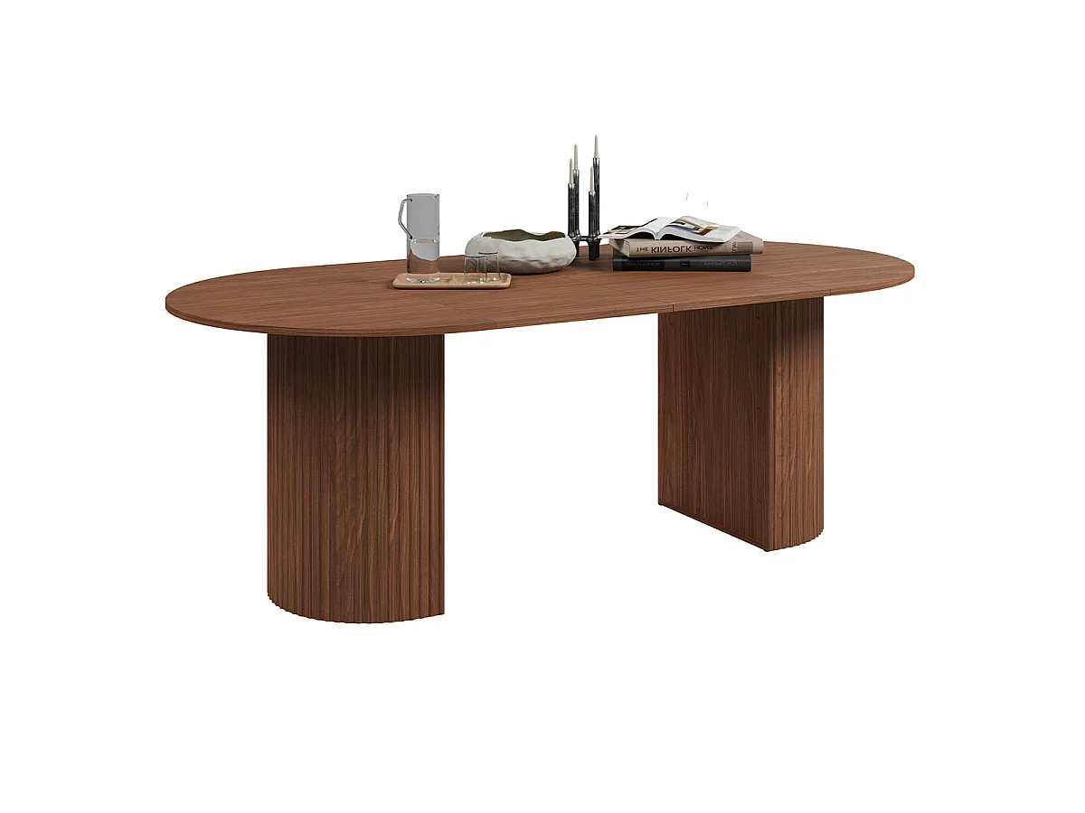 Table à manger extensible 4 à 8 places Canopée Bois foncé