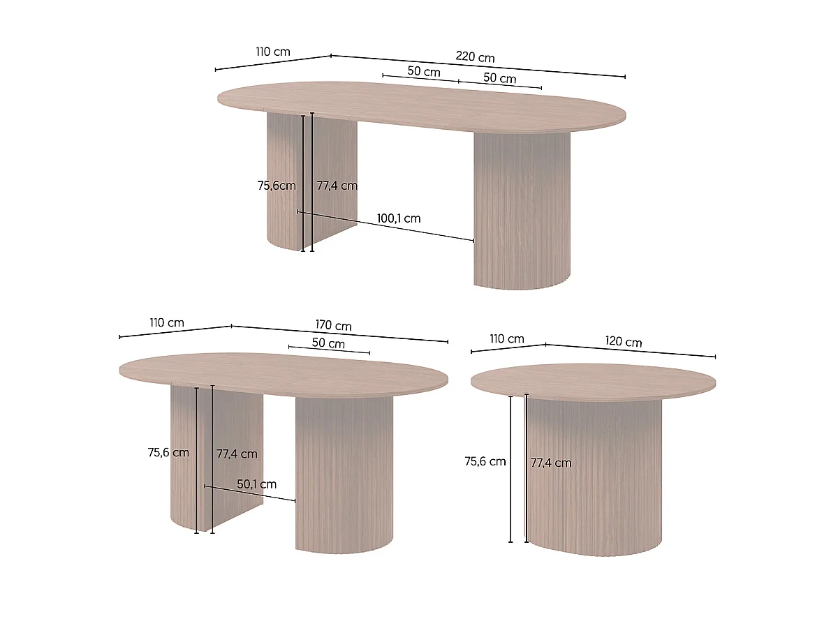 Table à manger extensible 4 à 8 places Canopée Bois foncé