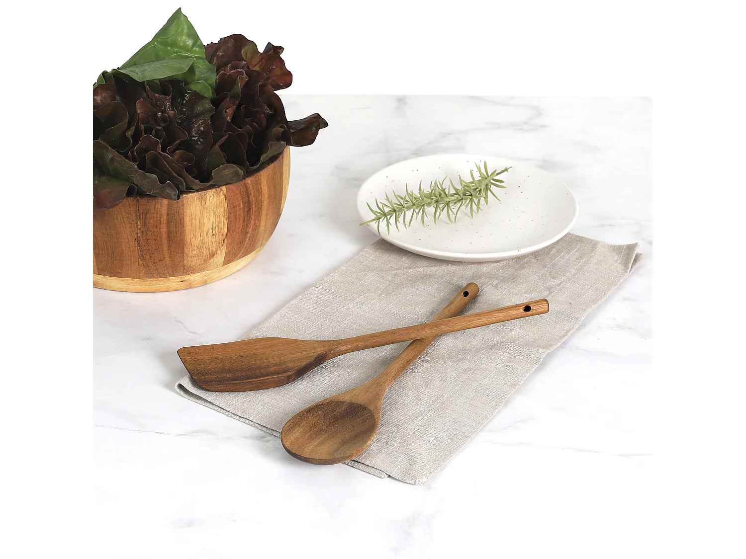 Cuillère & Spatule en Bois "Acacia" 30cm Marron