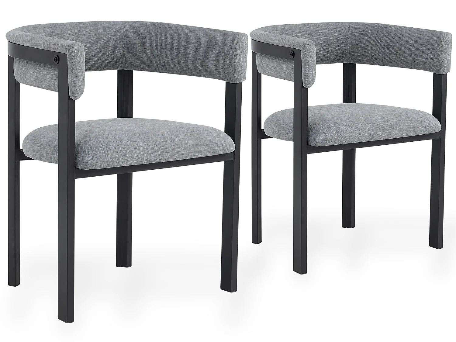 Lot de 2 chaises de salle à manger en chenille avec dossier enveloppant et accoudoirs