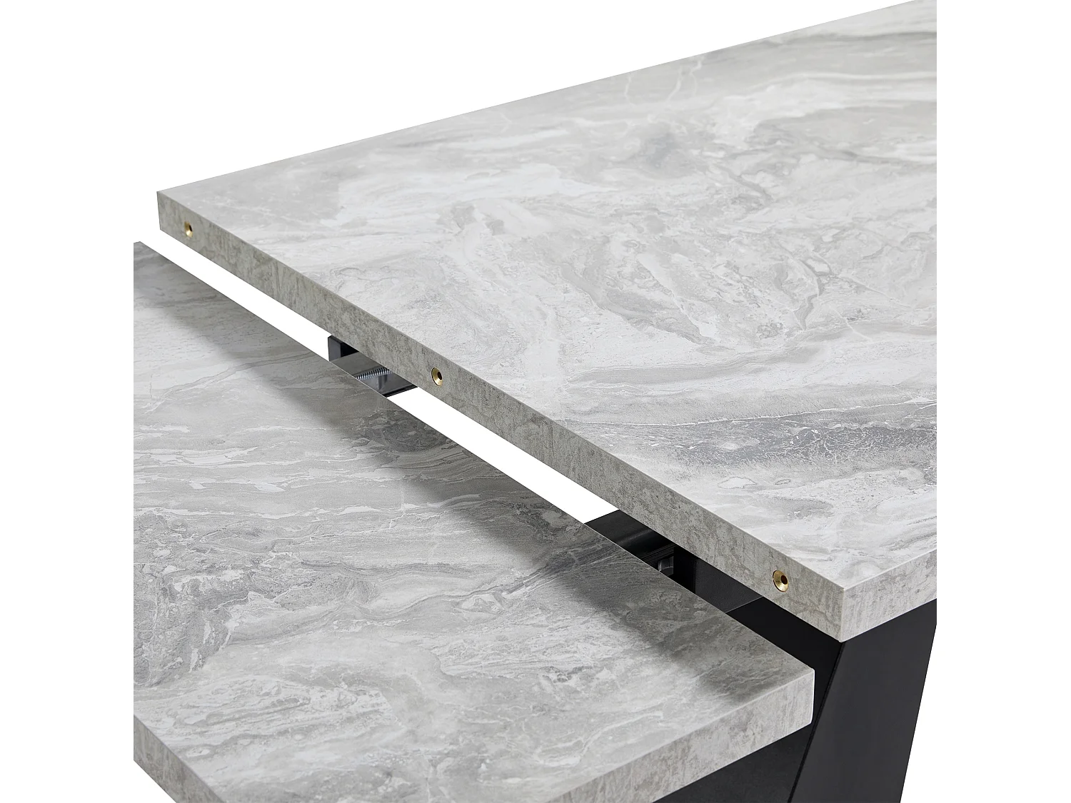 Table à manger extensible moderne effet marbre pour 4 à 6 personnes 99 à 159 cm
