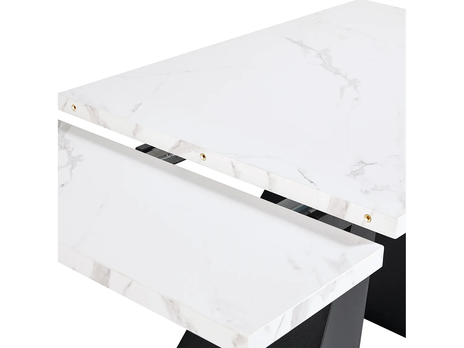 Table à manger extensible moderne effet marbre pour 4 à 6 personnes 99 à 159 cm