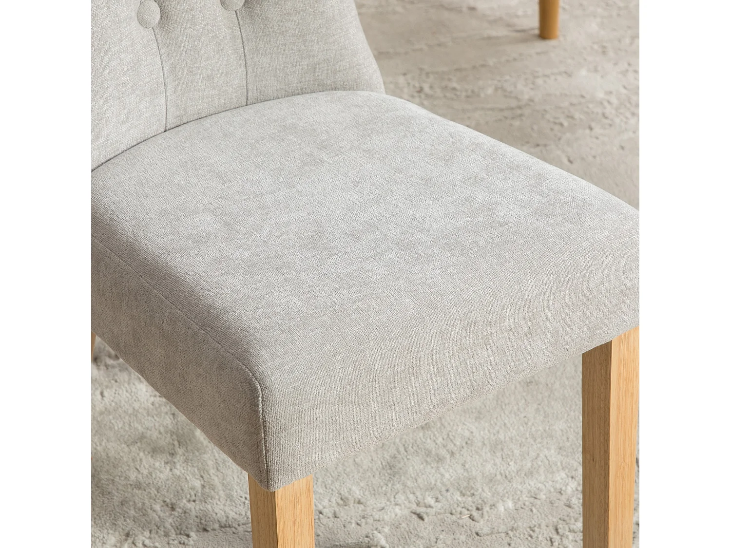 Lot de 2 chaises de salle a manger en chenille avec dossier capitonne et pieds en bois massif