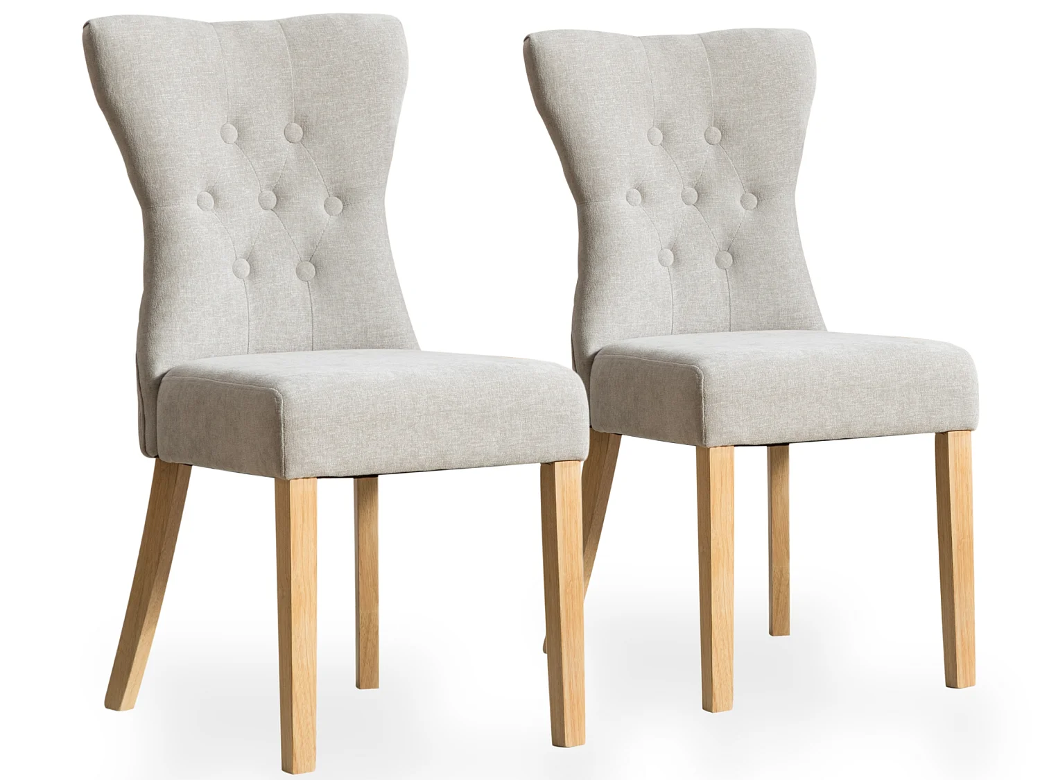 Lot de 2 chaises de salle a manger en chenille avec dossier capitonne et pieds en bois massif