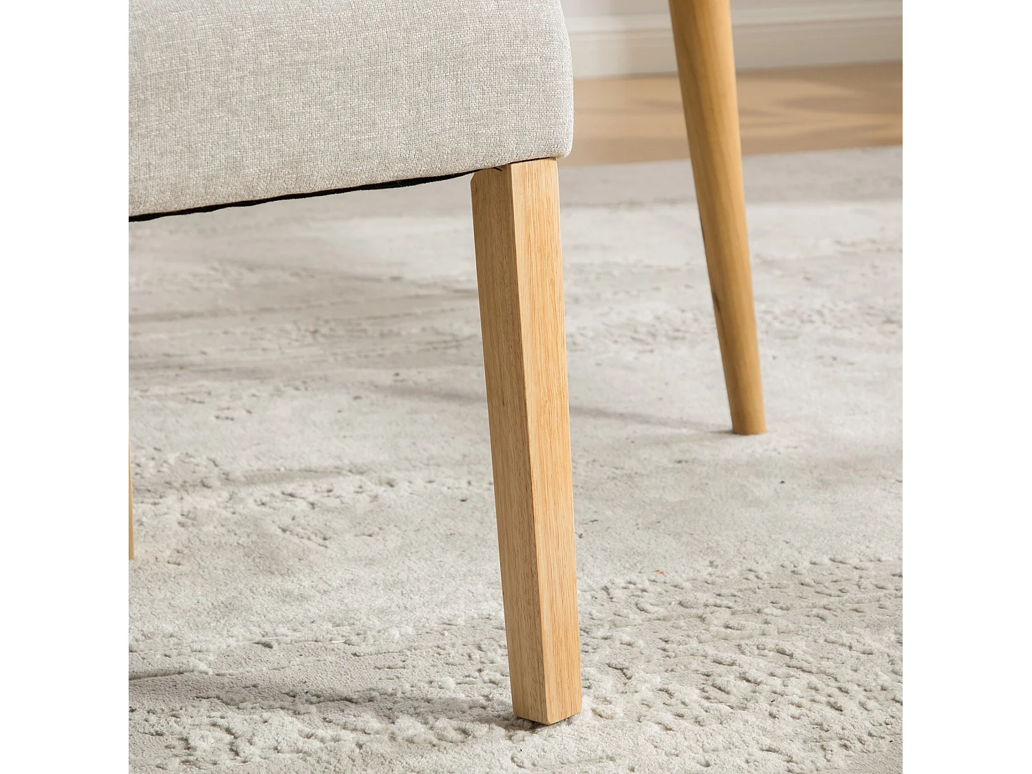 Lot de 2 chaises de salle a manger en chenille avec dossier capitonne et pieds en bois massif