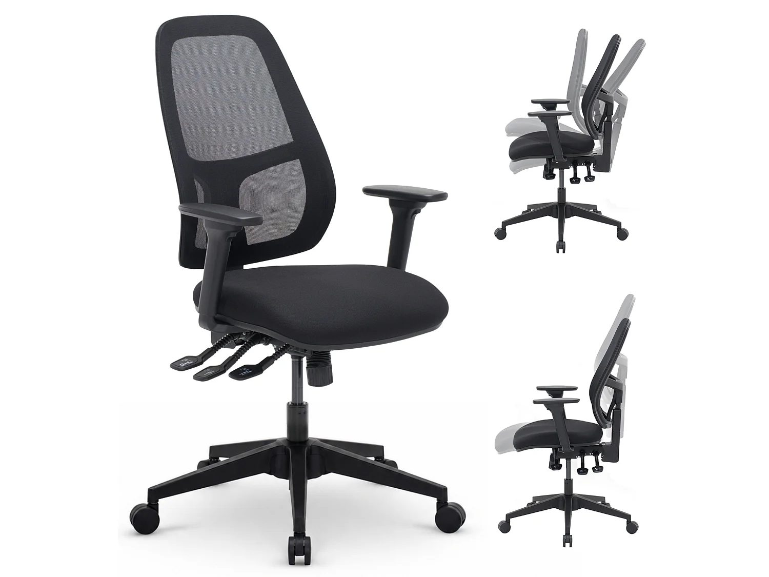Chaise de bureau ergonomique avec profondeur d assise réglable et accoudoirs 3D