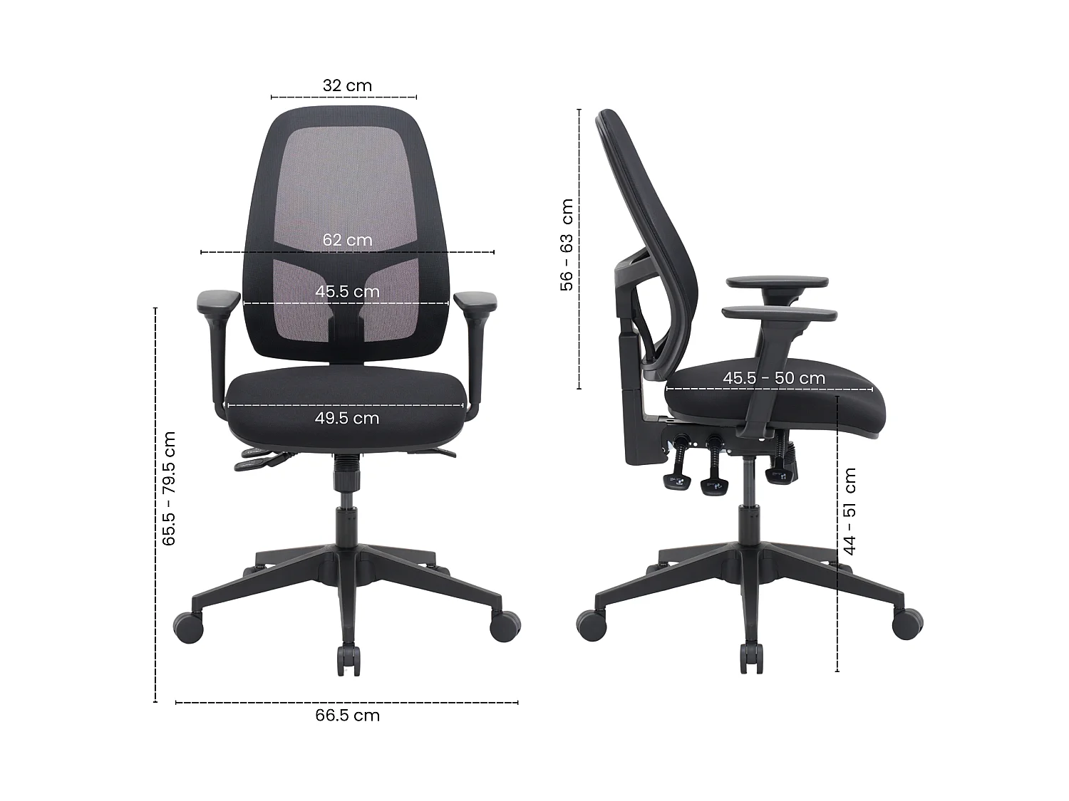 Chaise de bureau ergonomique avec profondeur d assise réglable et accoudoirs 3D