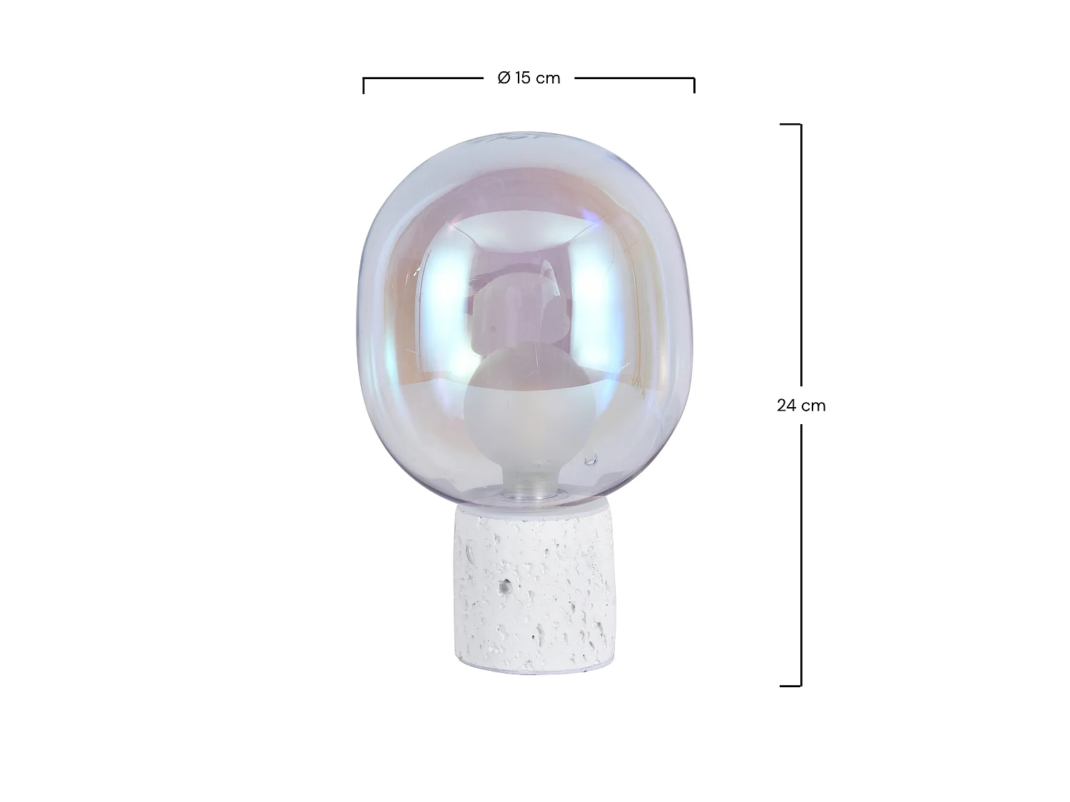 Lampada da tavolo in vetro iridescente e cemento bianco H24 cm - Bulle