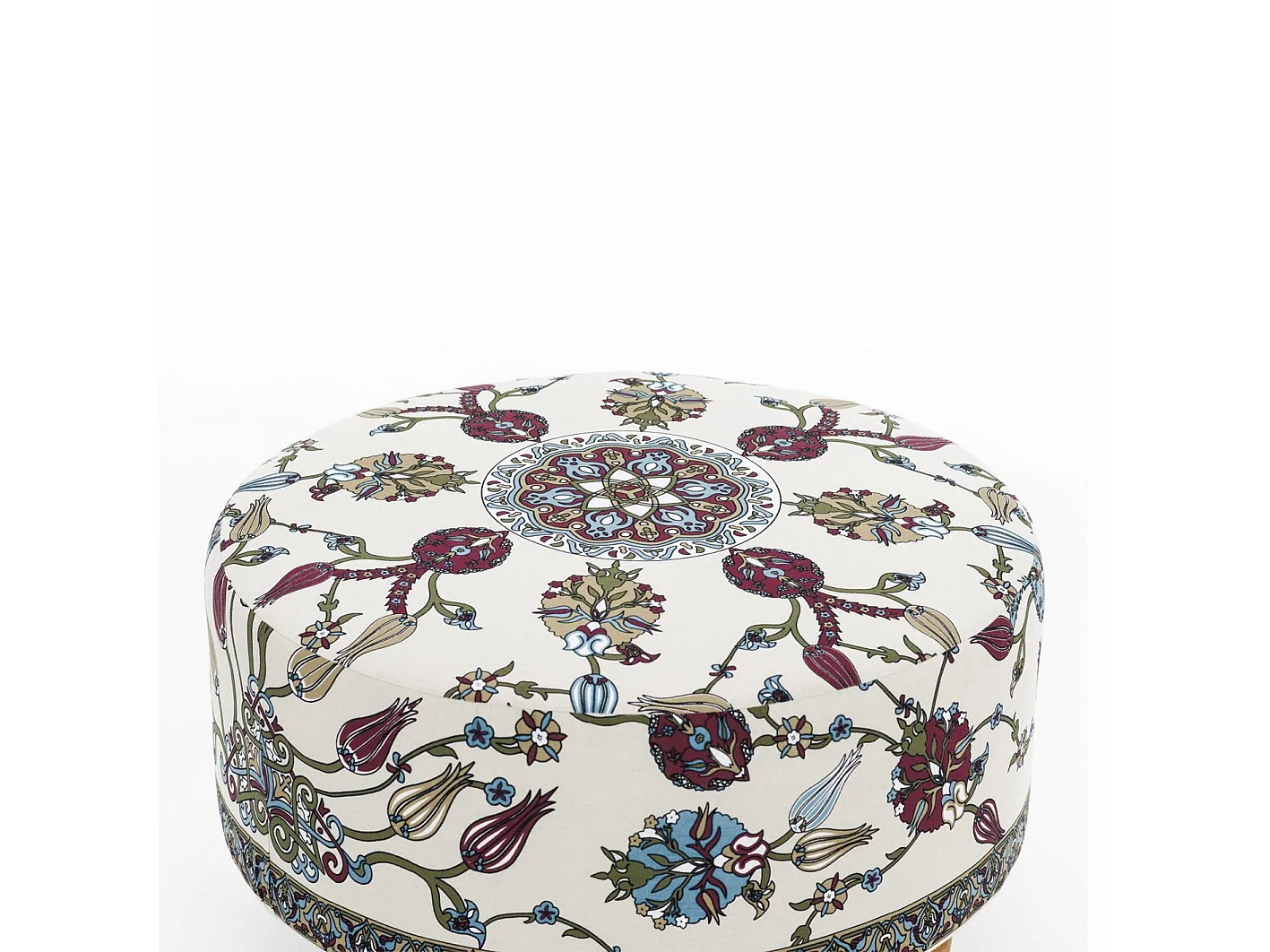 Elegant Sammet och Träpall "Rimini" - Vit - 65 x 65 x 40 cm