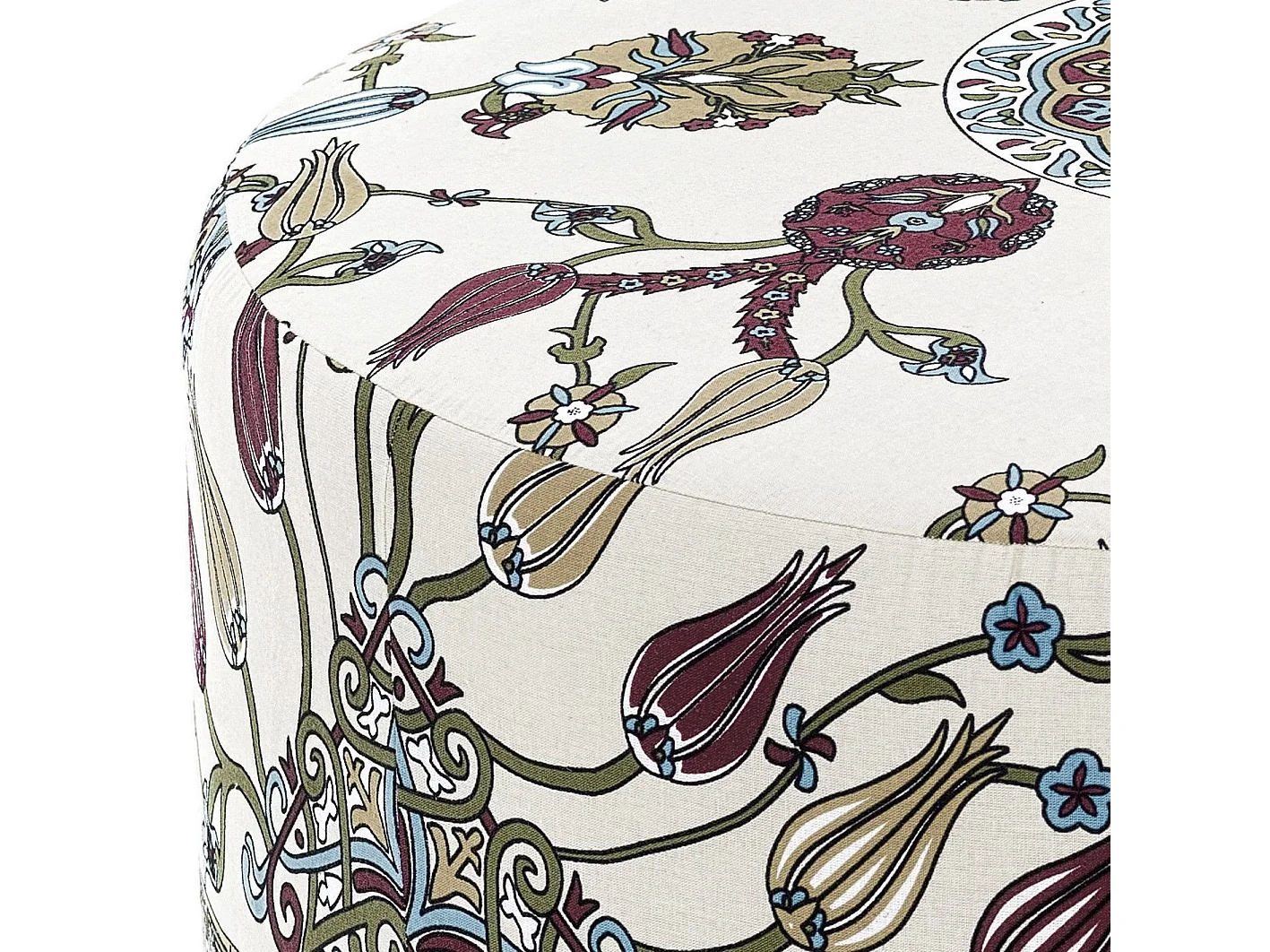 Elegant Sammet och Träpall "Rimini" - Vit - 65 x 65 x 40 cm