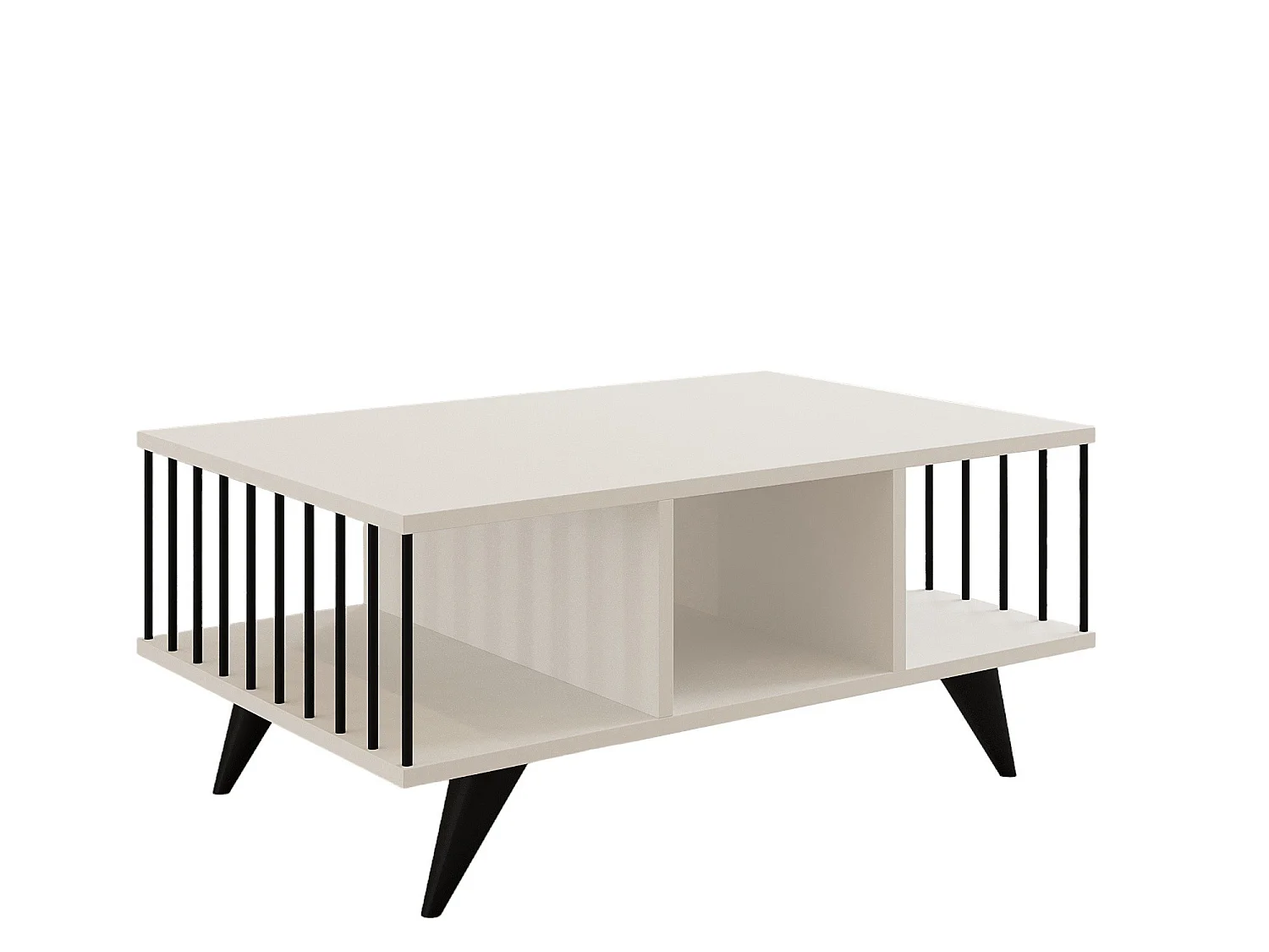 Modern Vit Trä Kaffebord "Bert" - 90 x 60 x 40 cm - 3 Hyllor