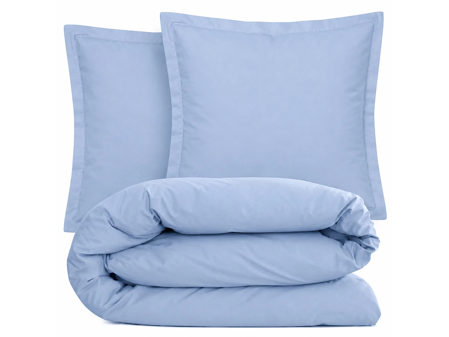 Parure de lit 3 pièces coton uni 57 fils ALTO 260x240 taies 65x65 bleu Belle ile