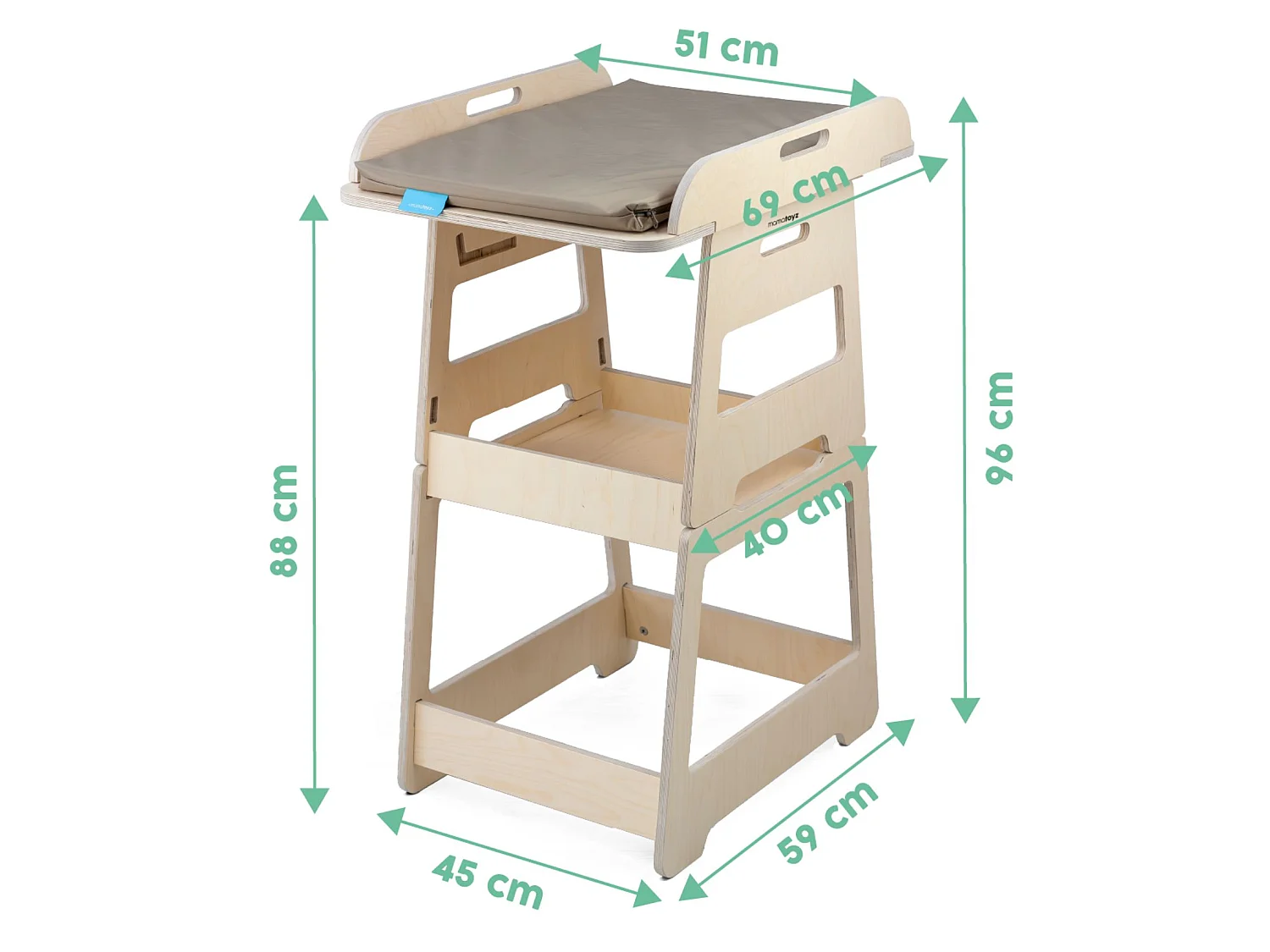 Table à langer transformable en bois Changy Bold