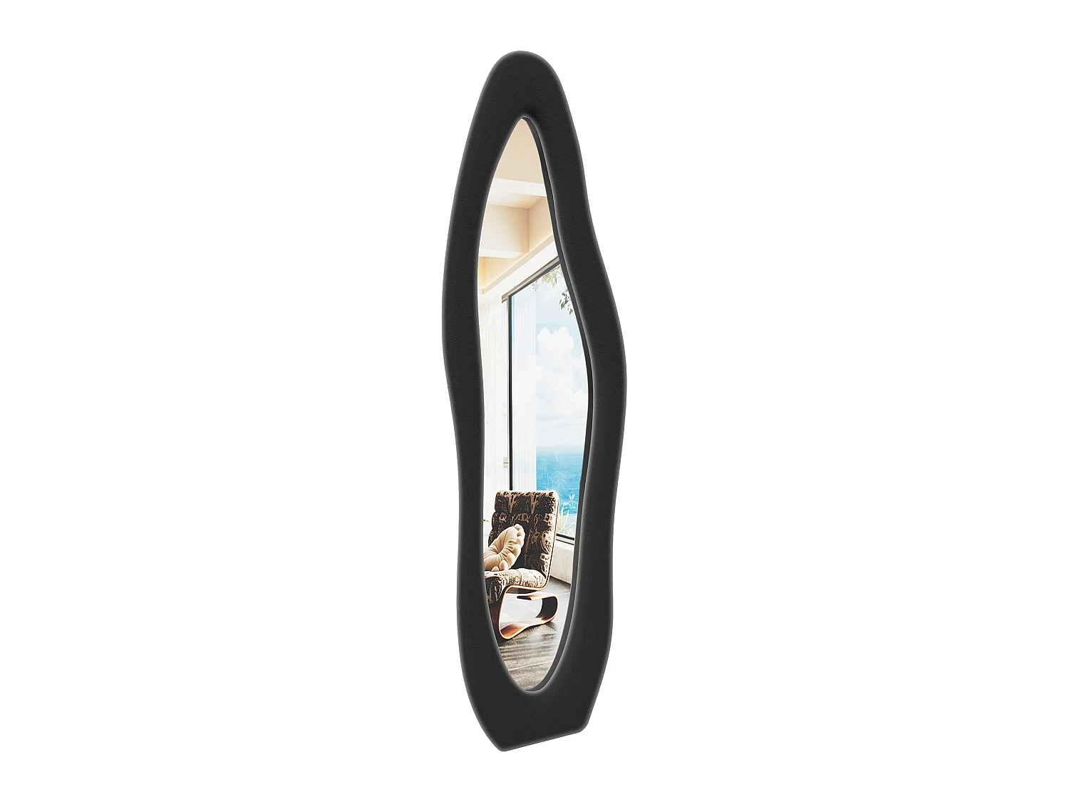 Miroir sur Pied de Forme irrégulière - 160x50cm - Haute Définition -Support en U Stable - Verre Trempé Antidéflagrant - Noir