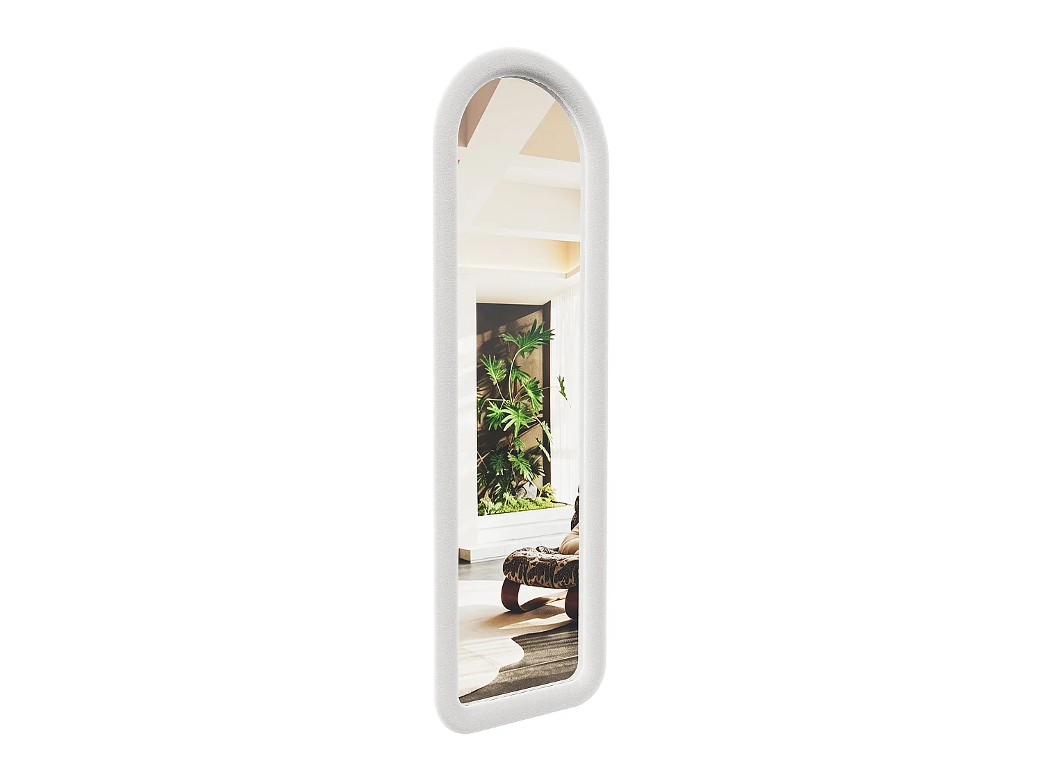 Miroir sur Pied 160x50cm Blanc - Miroir sur Pied Cintré Chambre Haute Définition - Verre Trempé Antidéflagrant -Support en U stable