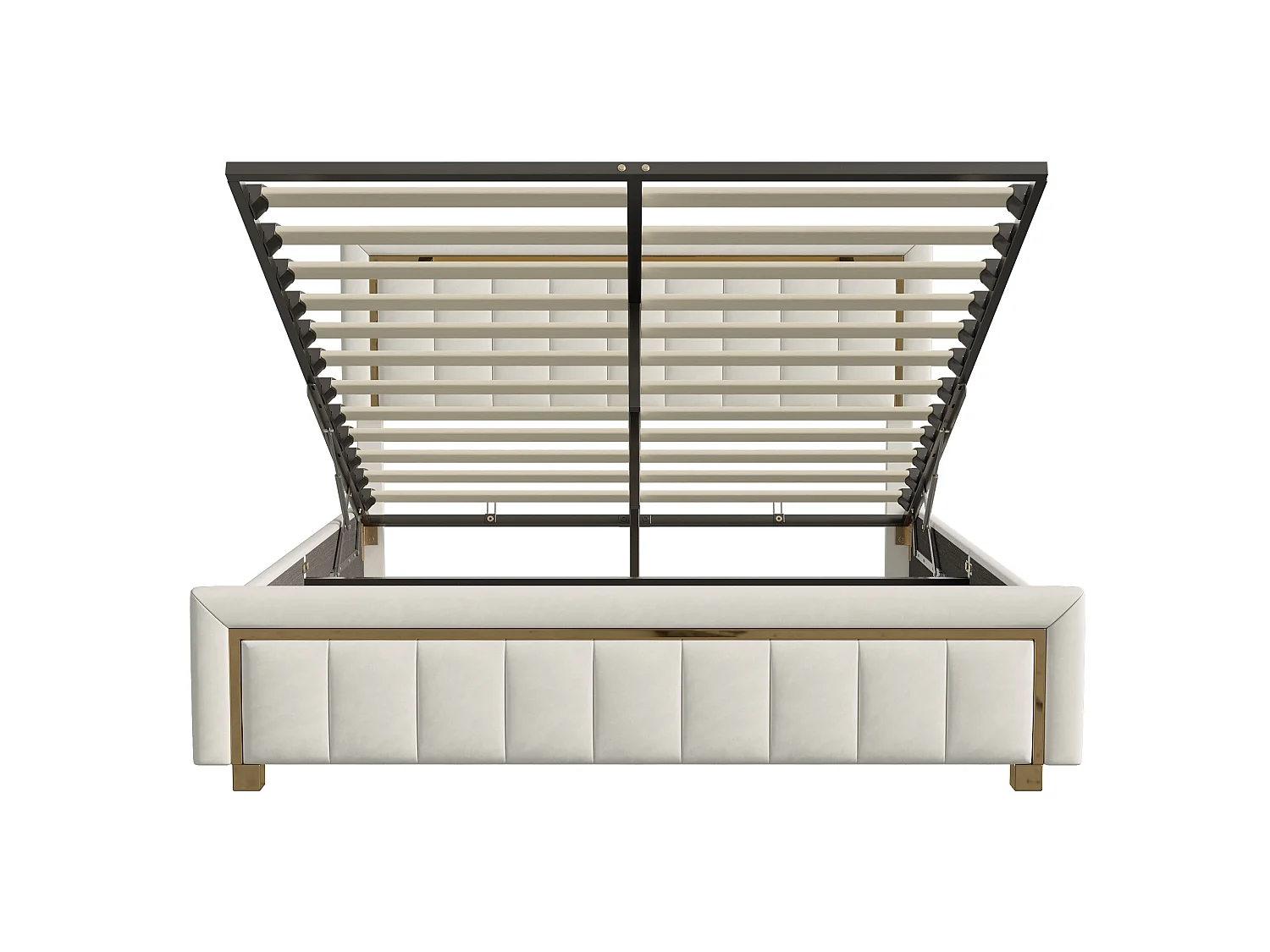 Lit 140x190cm avec Tête de Lit Rembourré - Cadre de lit Coffre Double 140x190cm avec Sommier en Bois - Tissu velours - Blanc